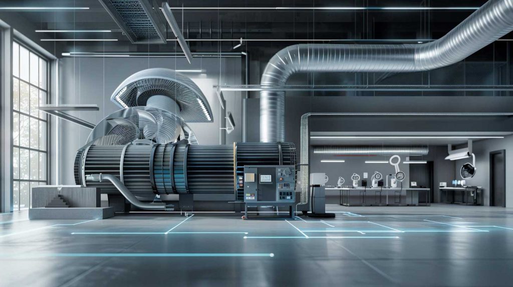 imagine cu o hala de productie pentru tubulatura de ventilatie si climatizare